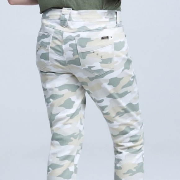 Seven 7 Camouflage High Waist Ripped Skinny Easy fit jeans Beige Green / Cream 6 - Picture 3 of 16
